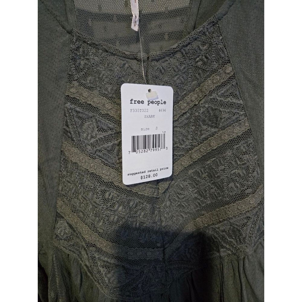 NWT Women's Free People Blouse Size S Green - Picture 6 of 10